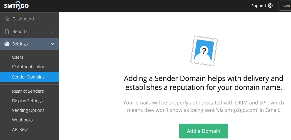 SMTP2GO Domain