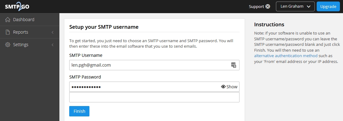 SMTP2GO Signin